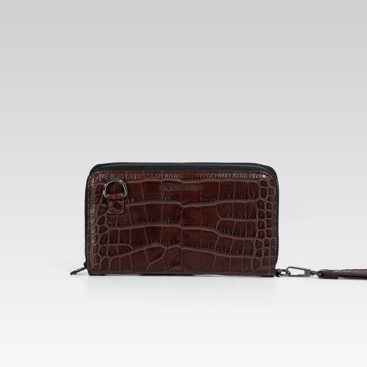 Cartera/Neceser Large Walker cocodrilo cafe caoba. - JA LEATHER