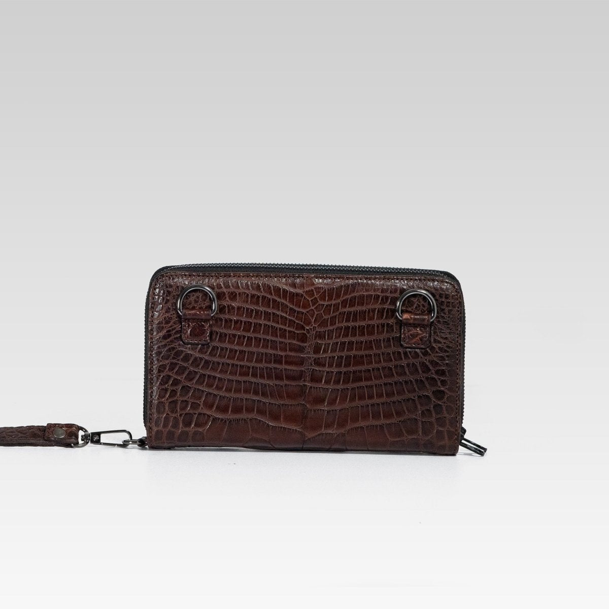 Cartera/Neceser Large Walker cocodrilo cafe caoba. - JA LEATHER