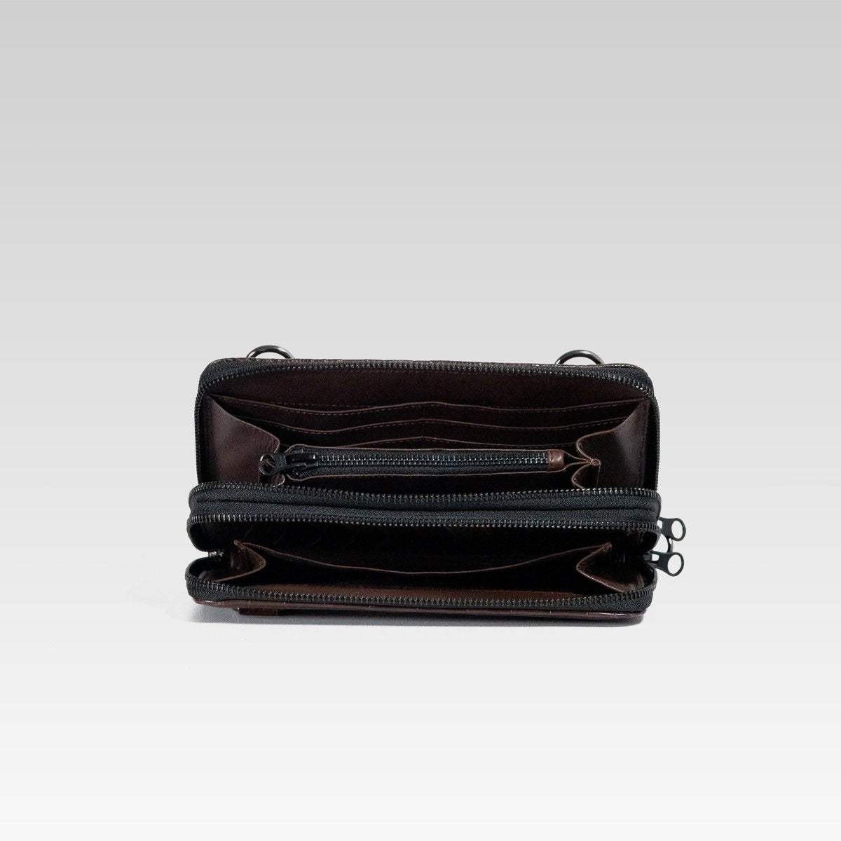 Cartera/Neceser Large Walker cocodrilo cafe caoba. - JA LEATHER