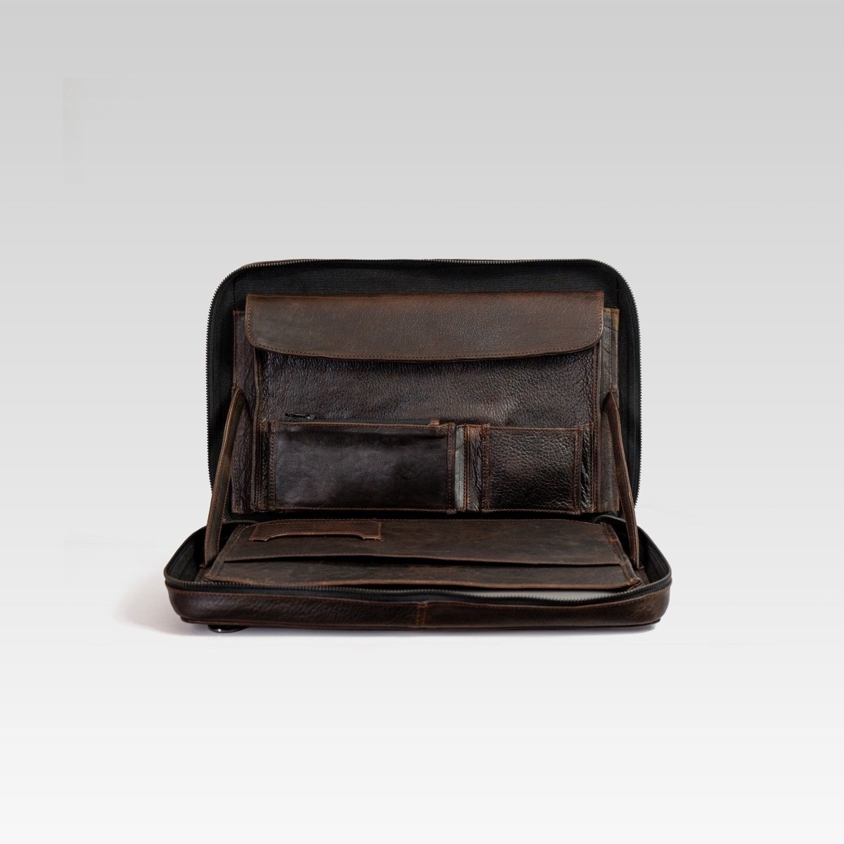 Estuche Portalap/ipad Diego Bisonte genuino cafe - JA LEATHER