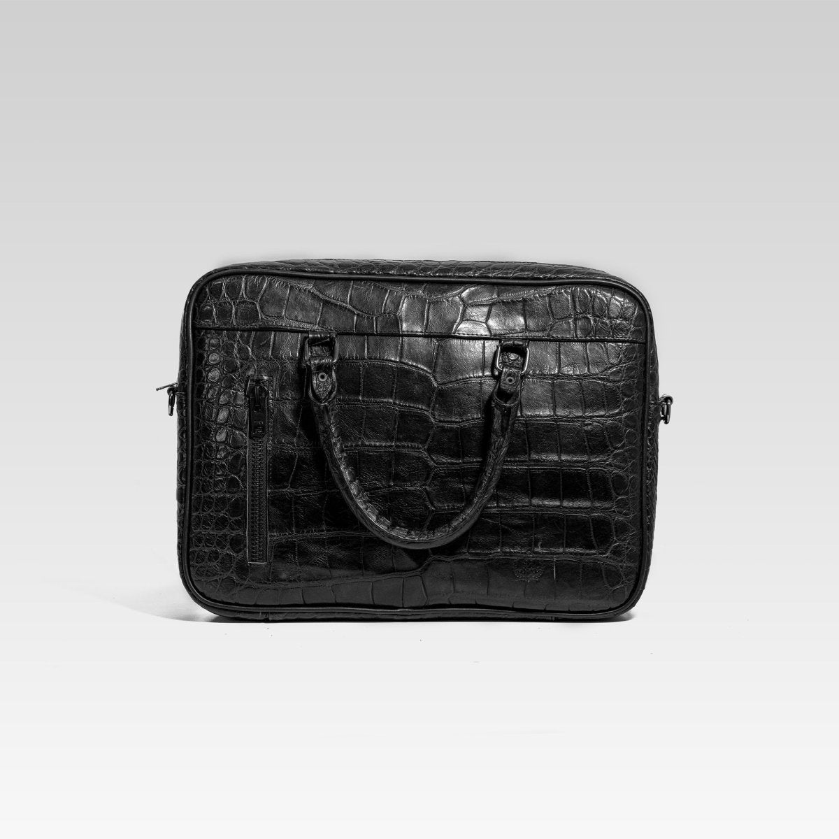 Maletin Portalap cocodrilo Black - JA LEATHER