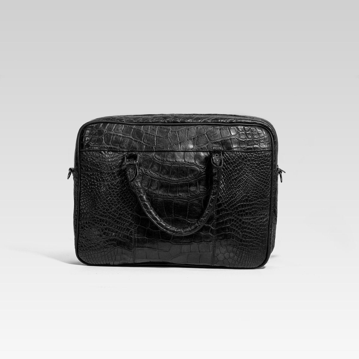 Maletin Portalap cocodrilo Black - JA LEATHER