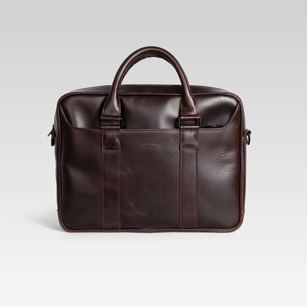 Maletín portalaptop de piel Fernando caoba - JA LEATHER