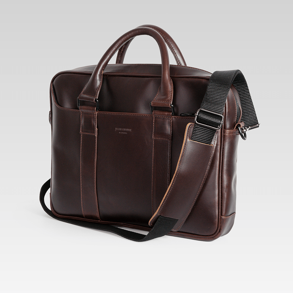 Maletín portalaptop de piel Fernando caoba - JA LEATHER