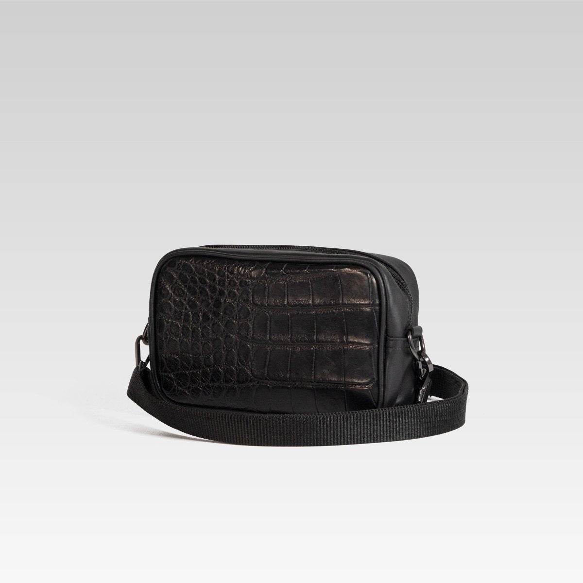 Neceser de piel para hombre Alberto cocodrilo negro - JA LEATHER