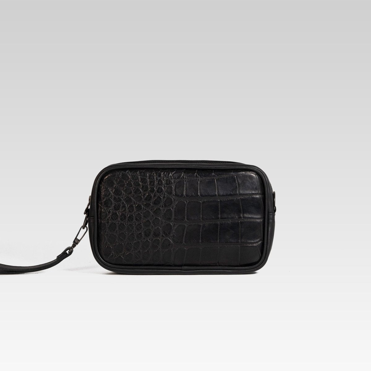 Neceser de piel para hombre Alberto cocodrilo negro - JA LEATHER