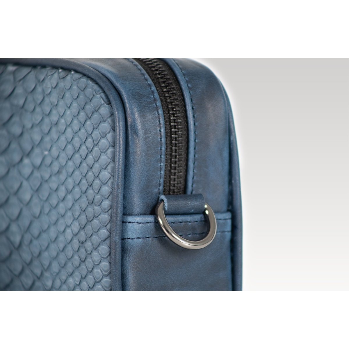 Neceser de piel para hombre Alberto piton azul - JA LEATHER