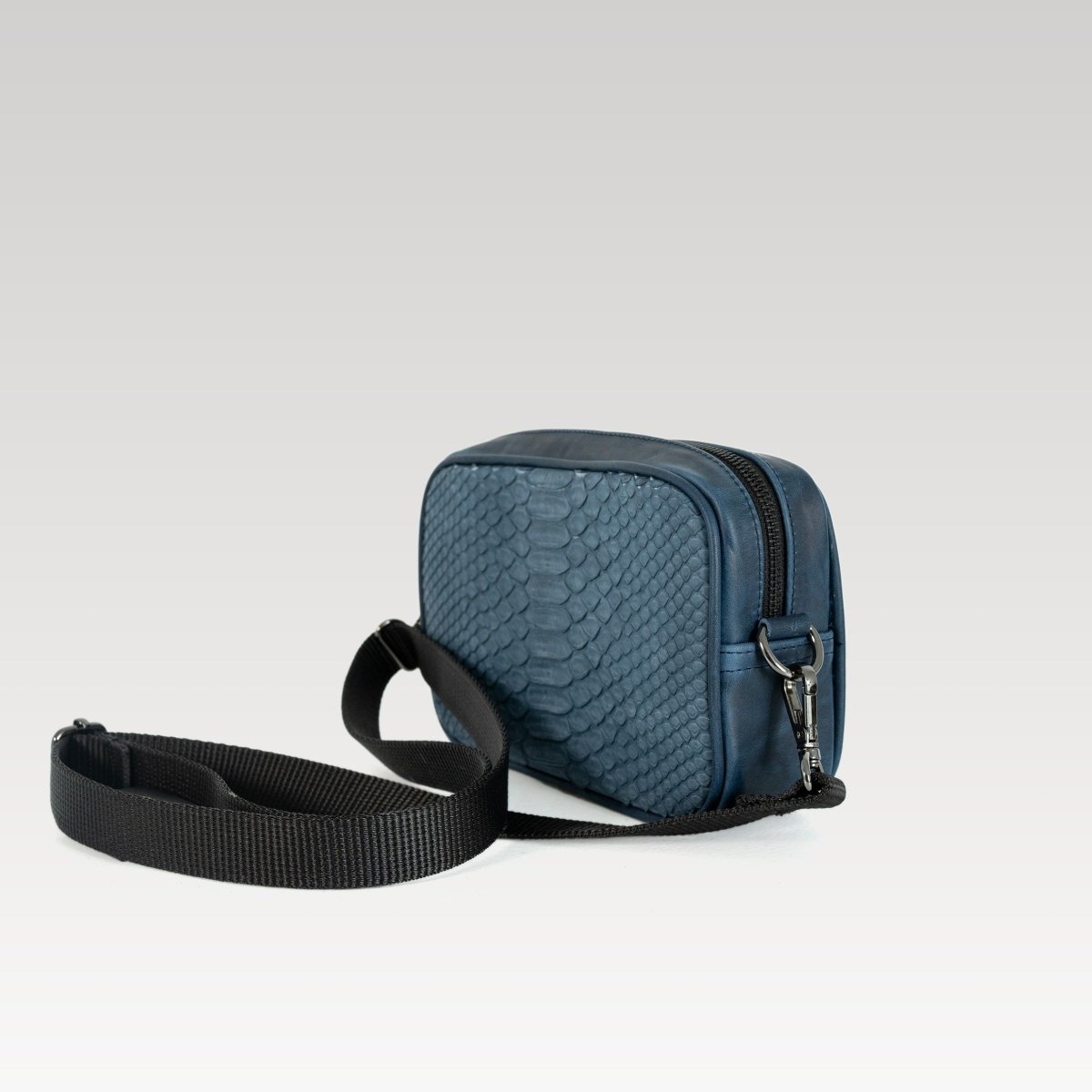 Neceser de piel para hombre Alberto piton azul - JA LEATHER