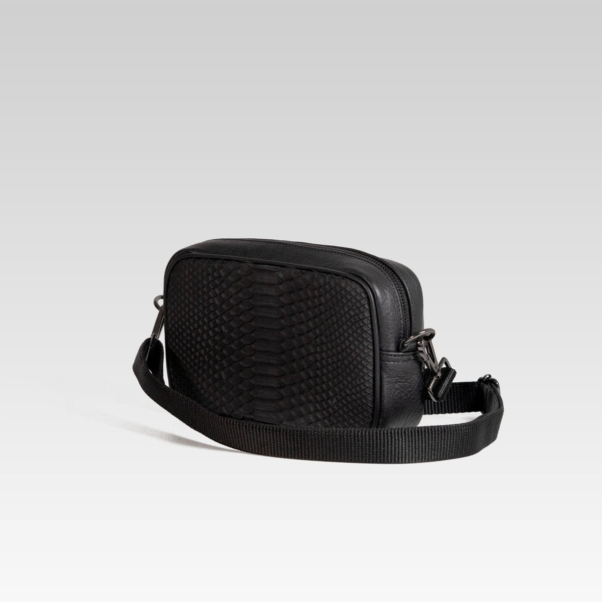 Neceser de piel para hombre Alberto piton negro - JA LEATHER