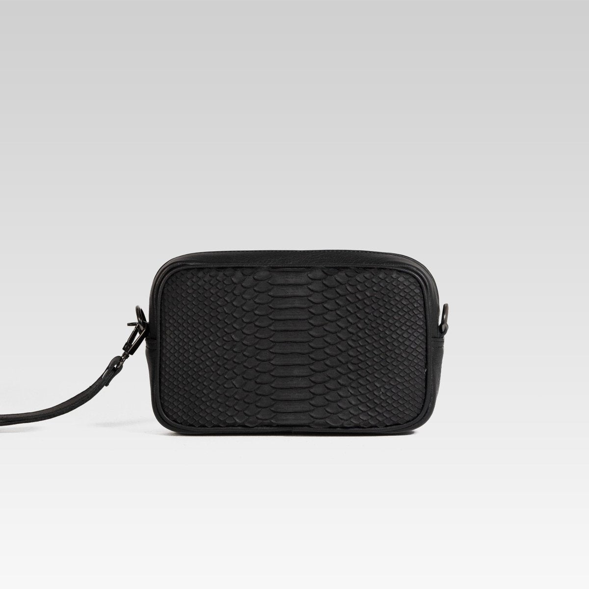 Neceser de piel para hombre Alberto piton negro - JA LEATHER
