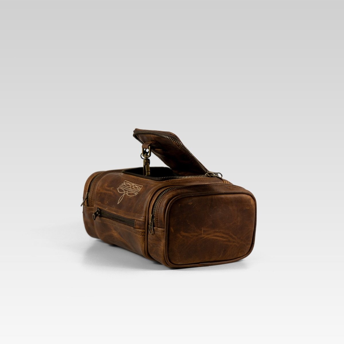 Neceser de piel para hombre cafe ringle mx - JA LEATHER