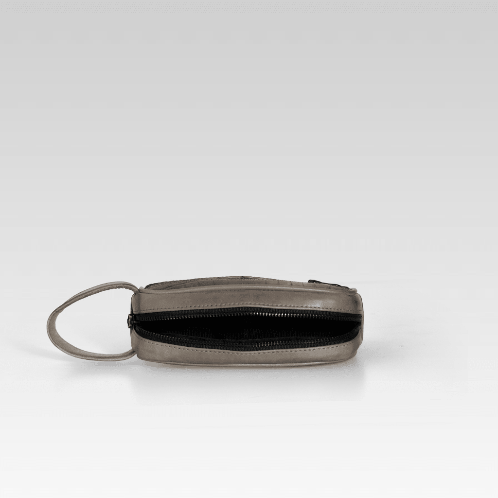Neceser de piel para hombre Edgar cocodrilo gris - JA LEATHER