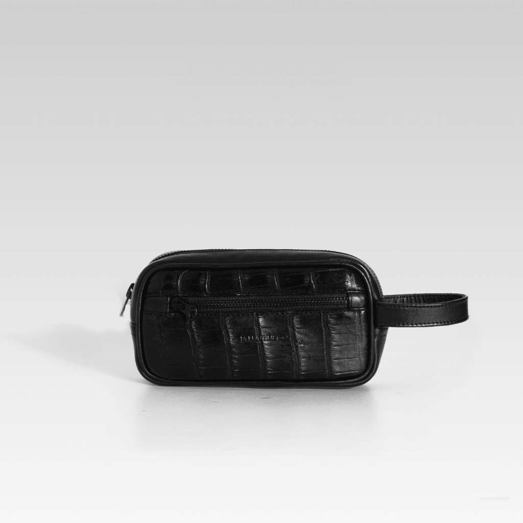 Neceser de piel para hombre Edgar cocodrilo negro - JA LEATHER