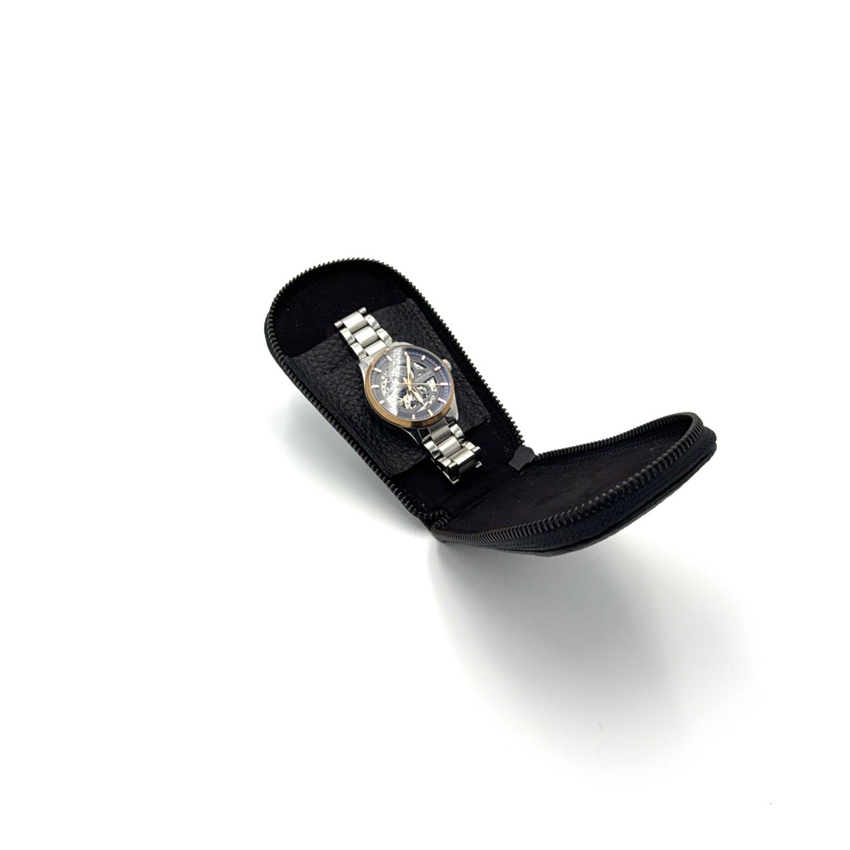 Porta Reloj Alejandro en piel de res color negro - JA LEATHER