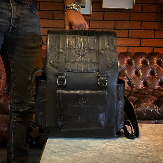 Backpack black Cocodrilo Genuino