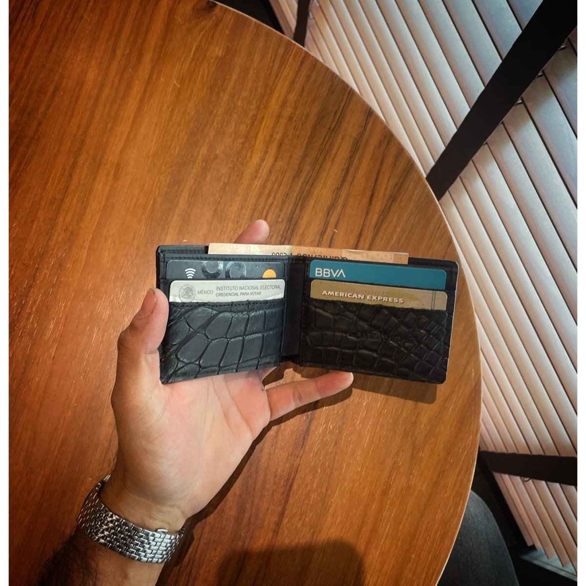 Billetera Cocodrilo Genuino Negro. - JA LEATHER