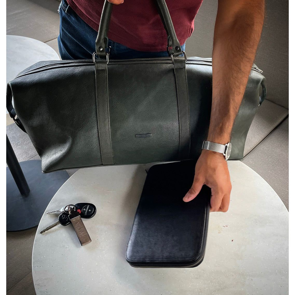 Travel Bag b003 Green - JA LEATHER